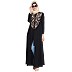 Front open abaya with golden color embroidery- Black Front open abaya with golden color embroidery- Black